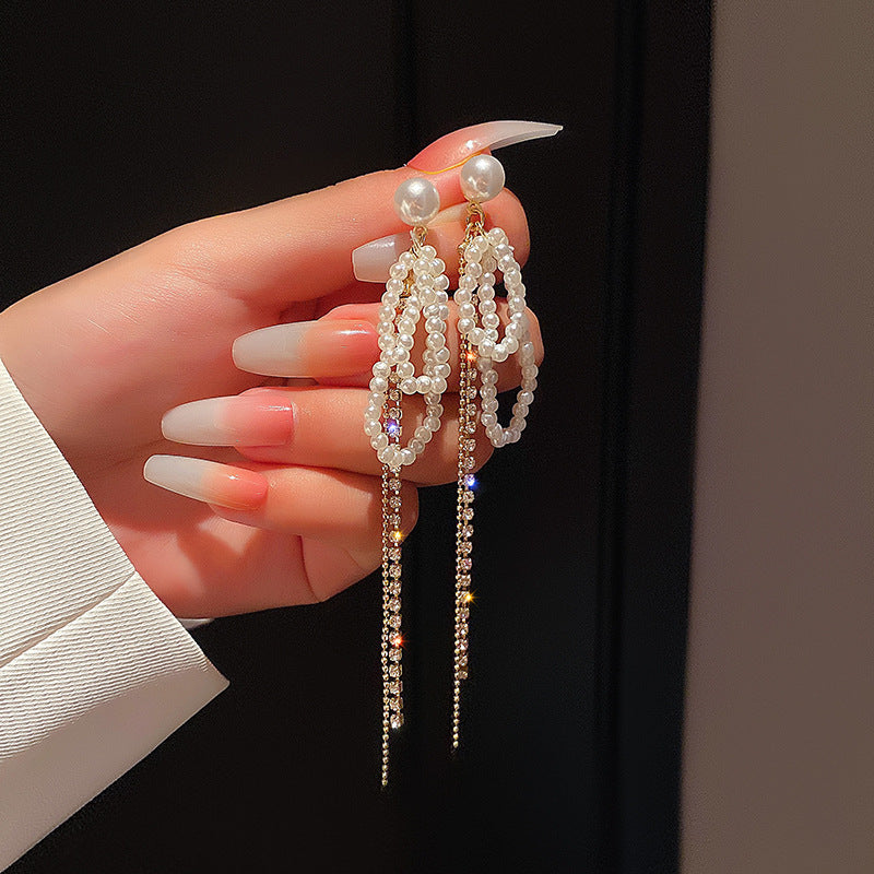 Women's Needle Elegant Long Tassel Thin Effect Earrings