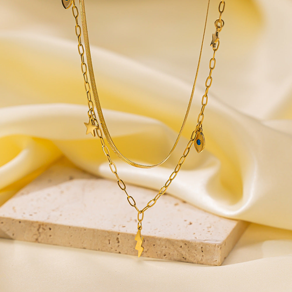 Women's Popular Twin Style Gold-plated Titanium Steel Necklaces