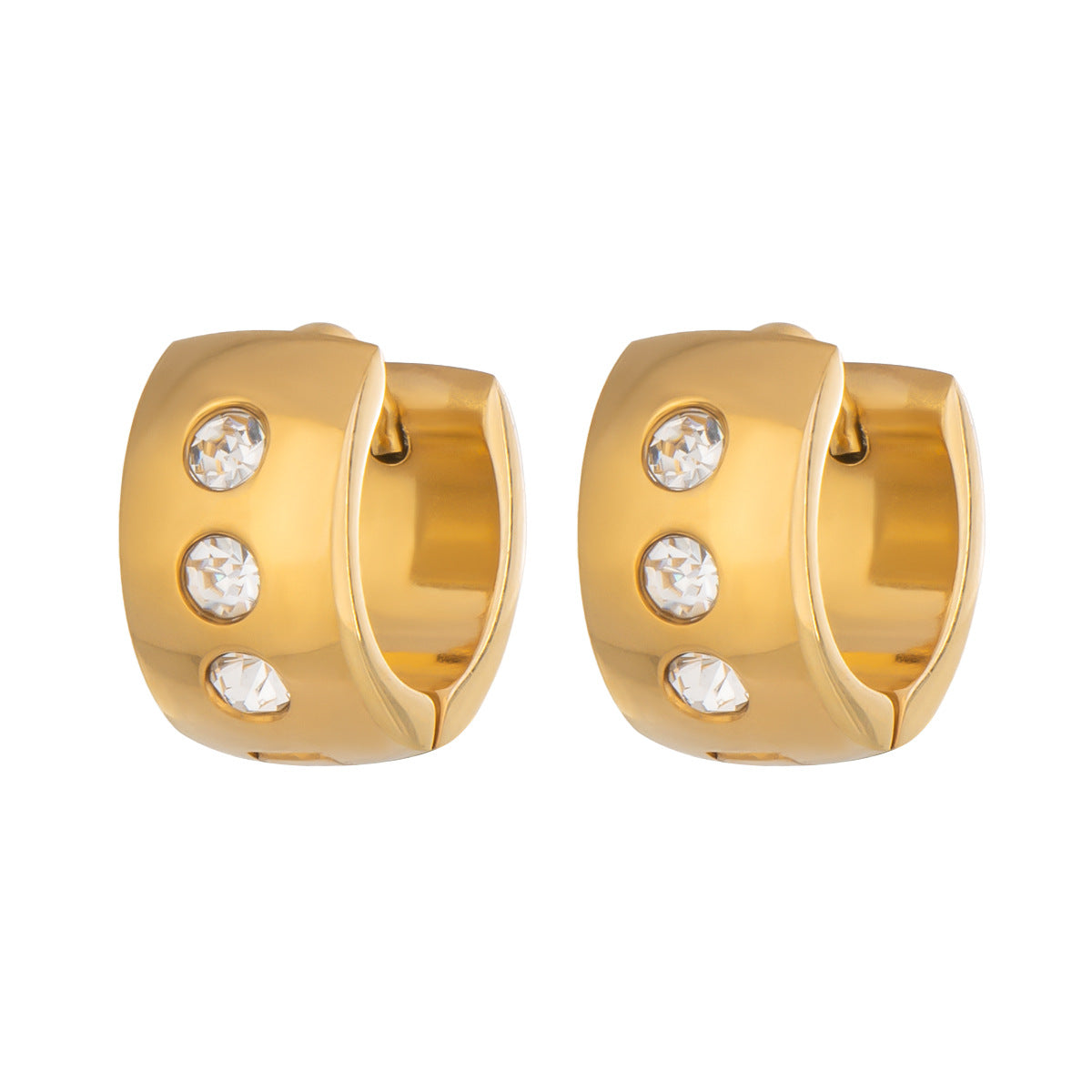 Fashion Stainless Steel Rhinestone Vacuum Gold-plated Earrings