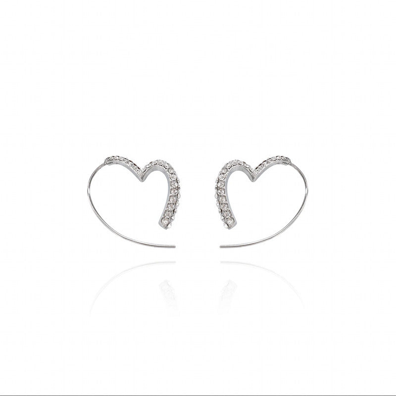 Women's Fully Jeweled Loving Heart Simple Heart-shaped Earrings