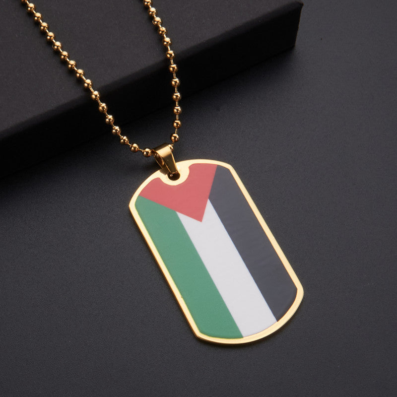 Oil Dripping Vintage Palestine Map Stainless Steel Necklaces