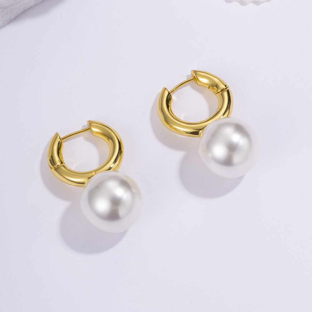 Women's Camellia Imitation Pearl Chinese Style Niche Earrings