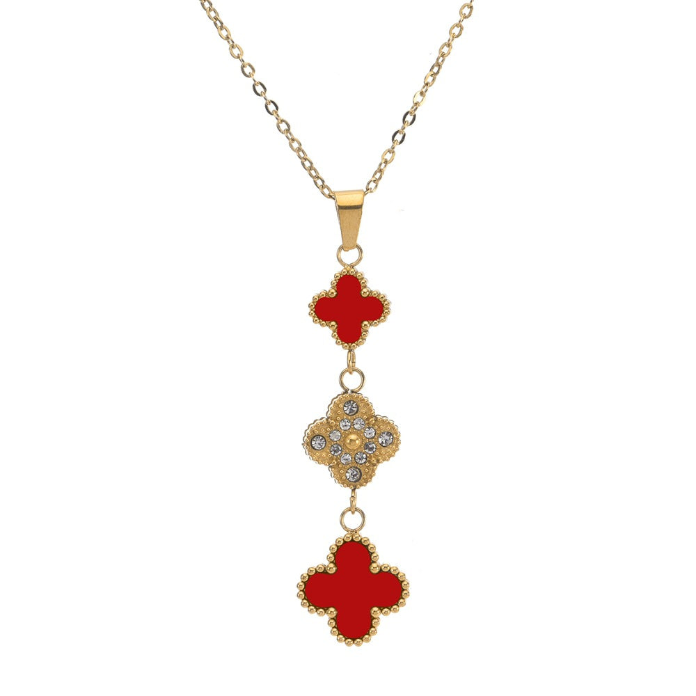 Clover Double-sided Female Temperament Titanium Steel Necklaces