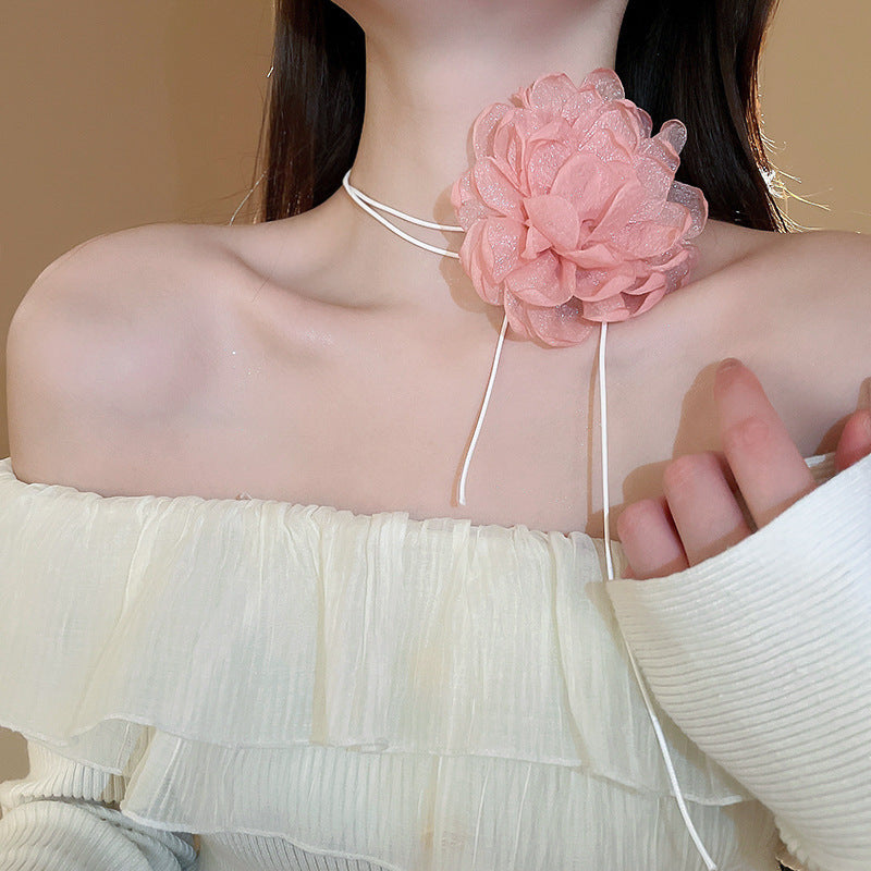 Net Yarn Flowers Ribbon Heart Fashion Necklaces