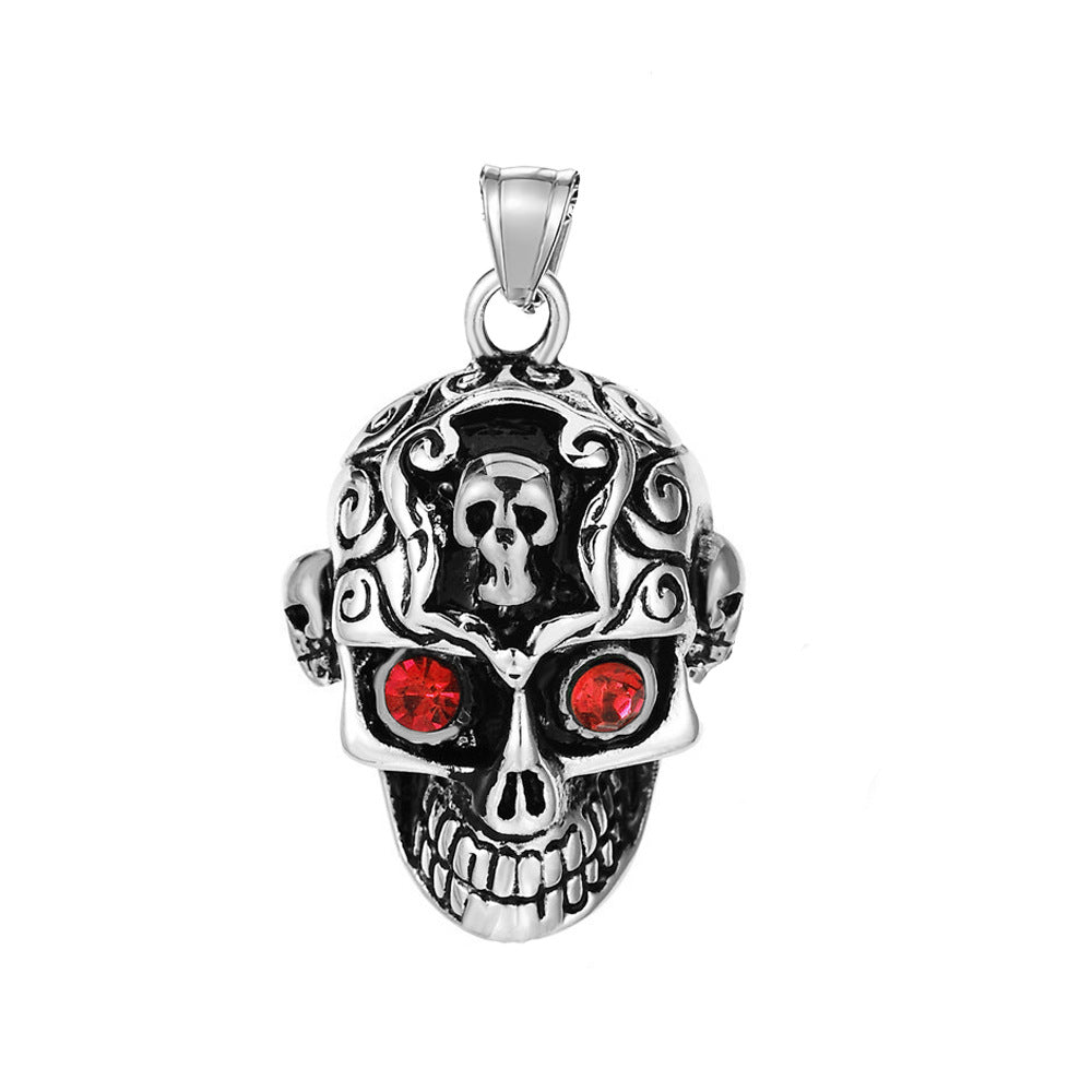 Titanium Steel Cast Skull Gem Stainless Necklaces