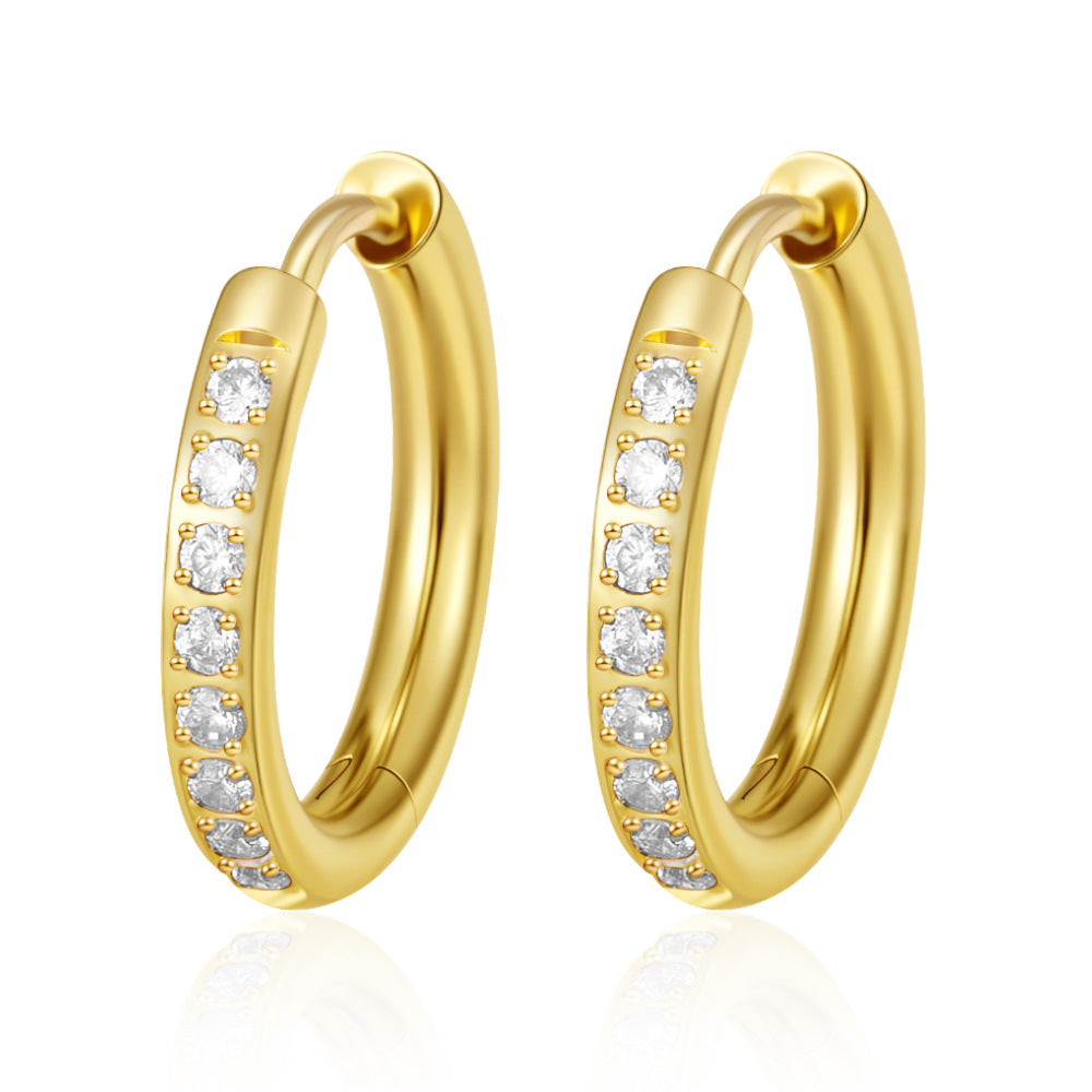 Stainless Steel Clip Light Luxury Female Design Electroplated Earrings