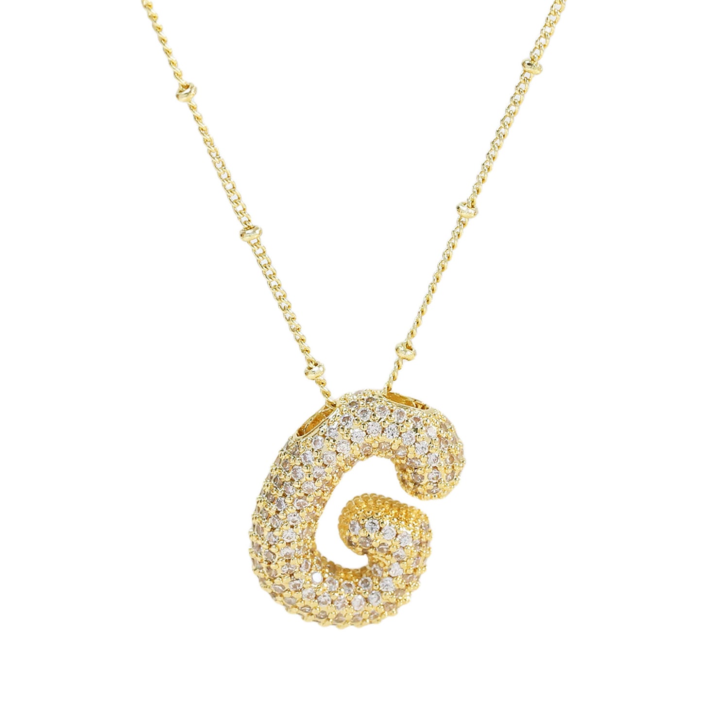 Women's Brass Zircon Bubble Balloon Letter Chubby Necklaces