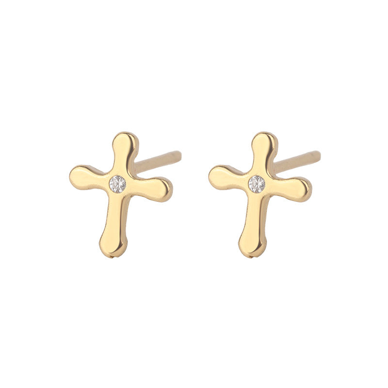 Women's Simple Cross Design Fashion Personality Temperamental Cold Style Autumn Stud Earrings