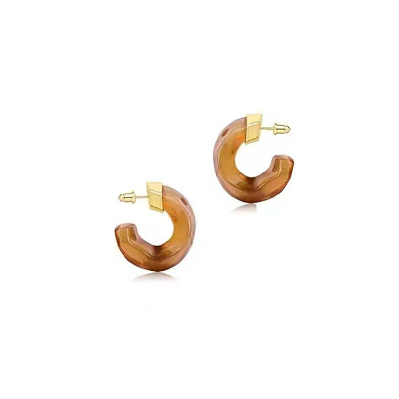 Women's Three-color Resin Copper Plated Real Gold Light Earrings