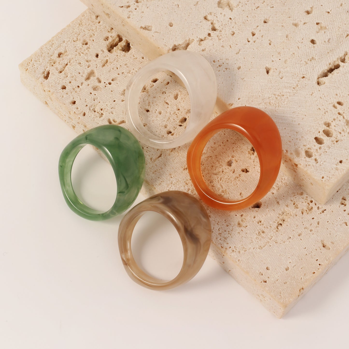 Vintage Geometric Colorful Resin Couple Fashion Rings