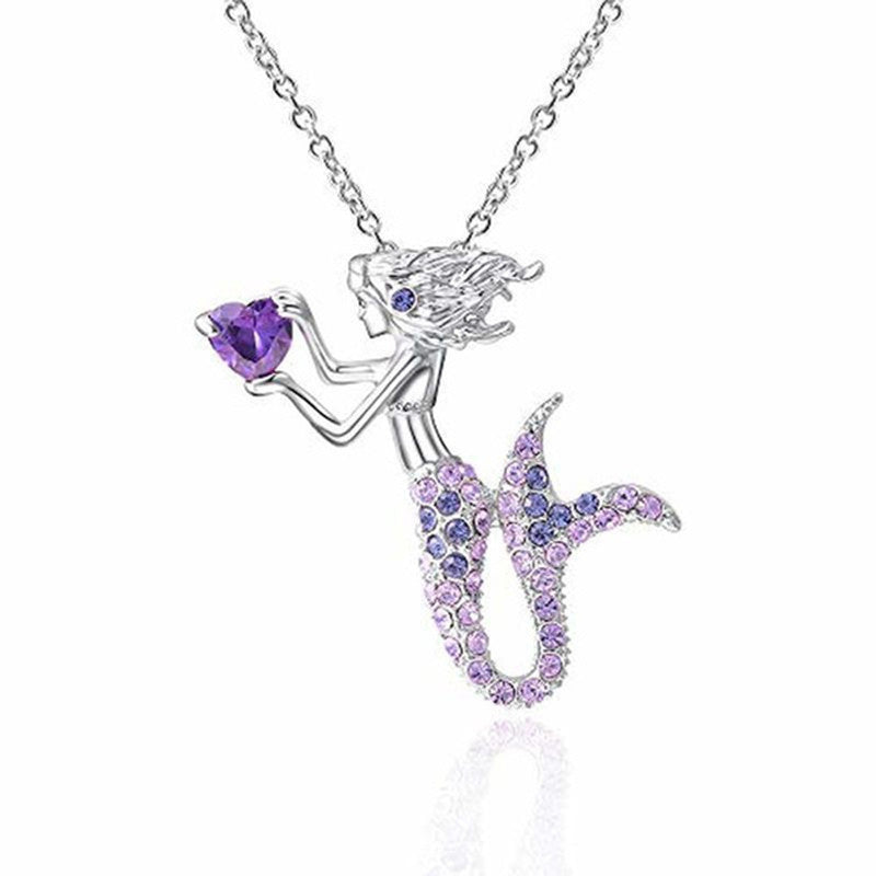 Fashion Mermaid Love Female Cartoon Design Necklaces