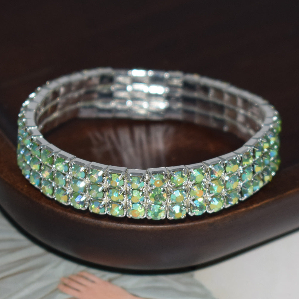 Women's Gang Drill Multicolor Rhinestone Stretch Shiny Bracelets