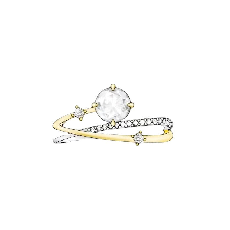 Star Rail Shape Sterling Sier Gold Color Rings