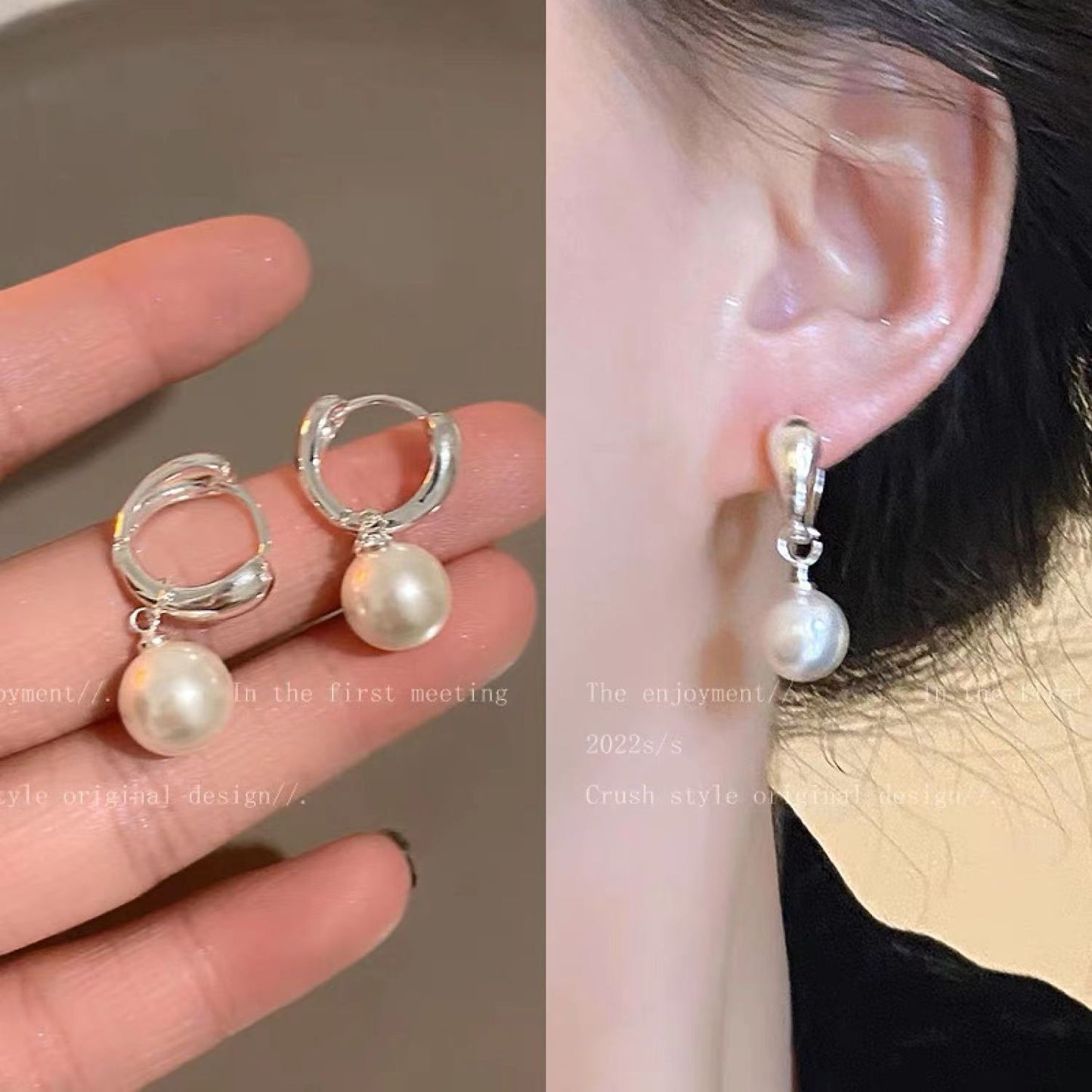 Light Luxury Minority Bow Pearl Graceful Long Earrings