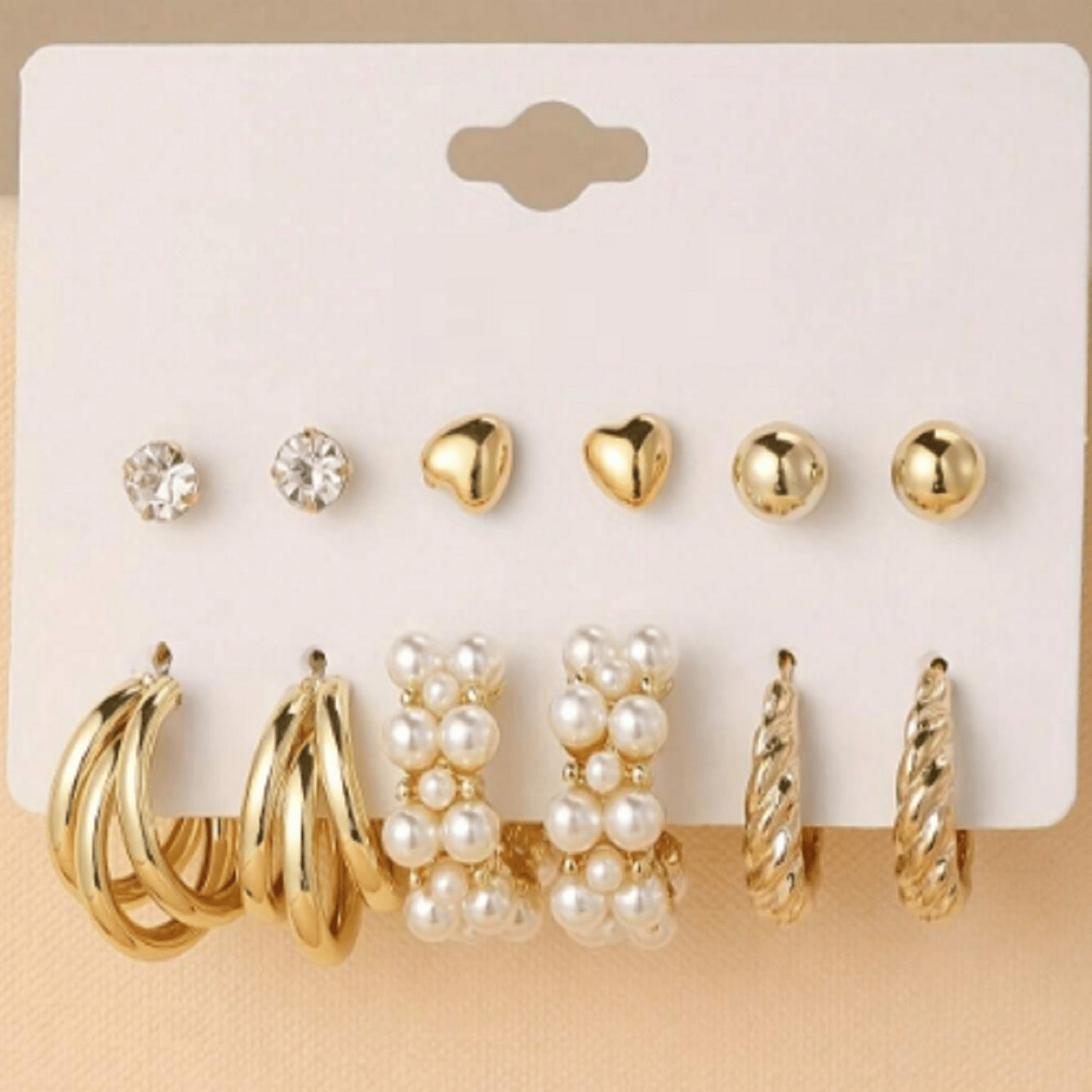 Metal Geometric Eardrop Pearl Female Alloy Round Earrings