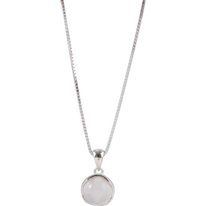 Style Clavicle Chain White Chalcedony Round Fashion Necklaces