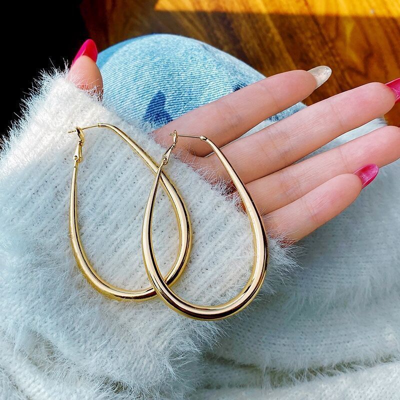 Women's Sier Needle Large High-grade Matte French Earrings