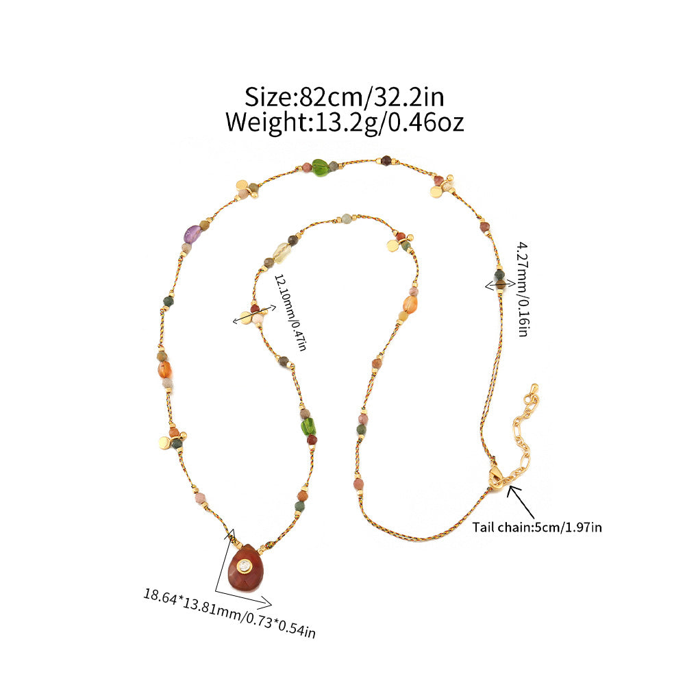 Twin Sweater Female Ethnic Natural Agate Necklaces