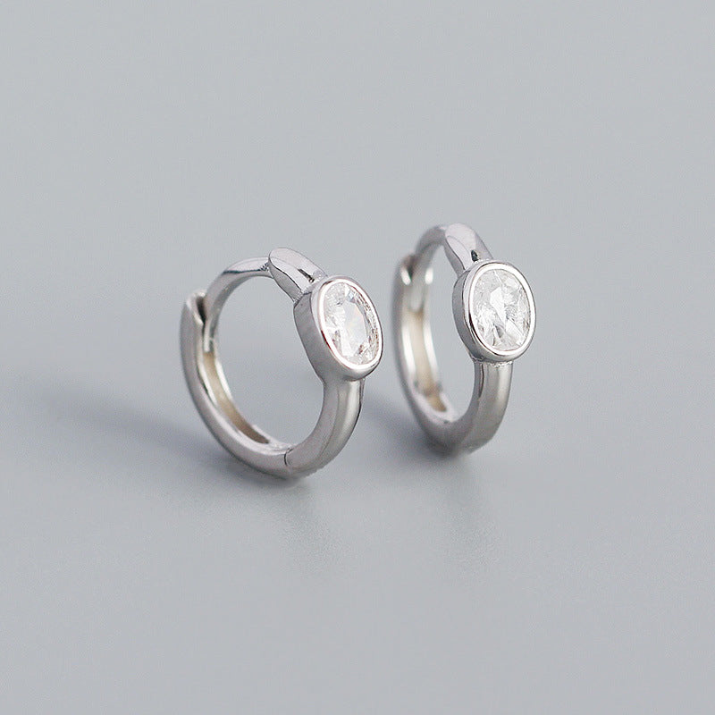 Women's Sier Minimalist Style Egg Type Zircon Rings