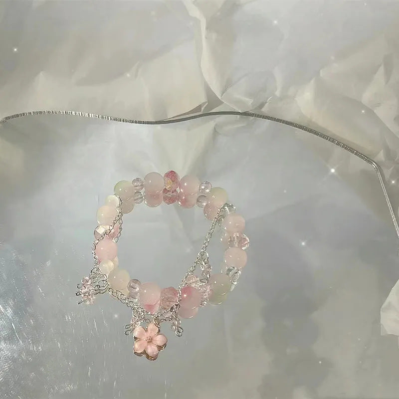 Small Peach Blossom Beaded Trendy Design Cherry Bracelet