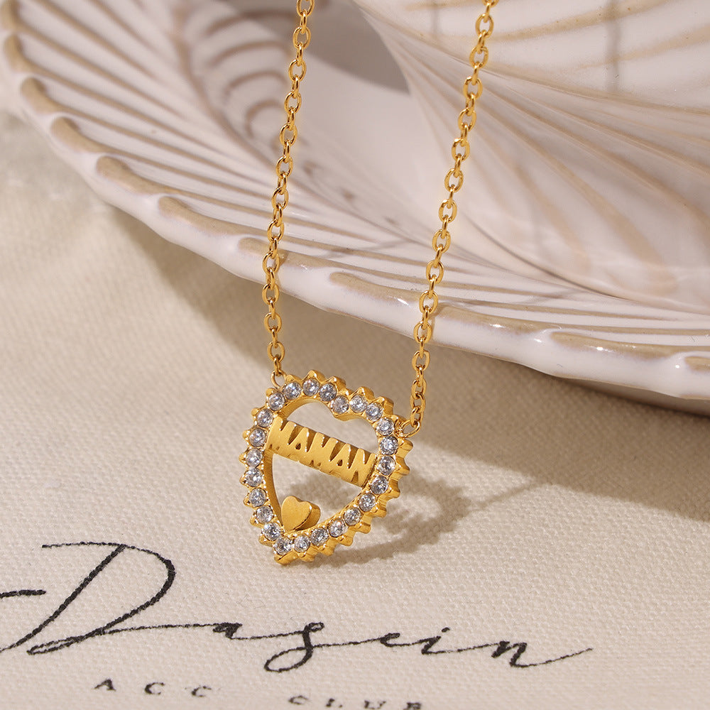 Personalized Letter Heart Shape Diamond Twin Necklaces