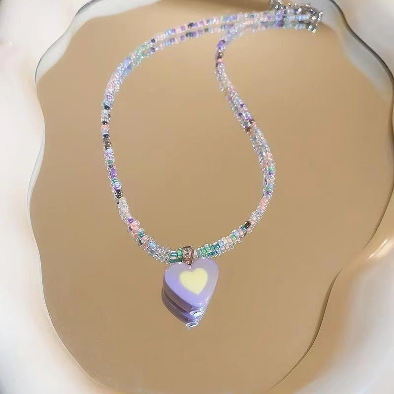 Beaded Love Female Summer Sweet Temperament Necklaces