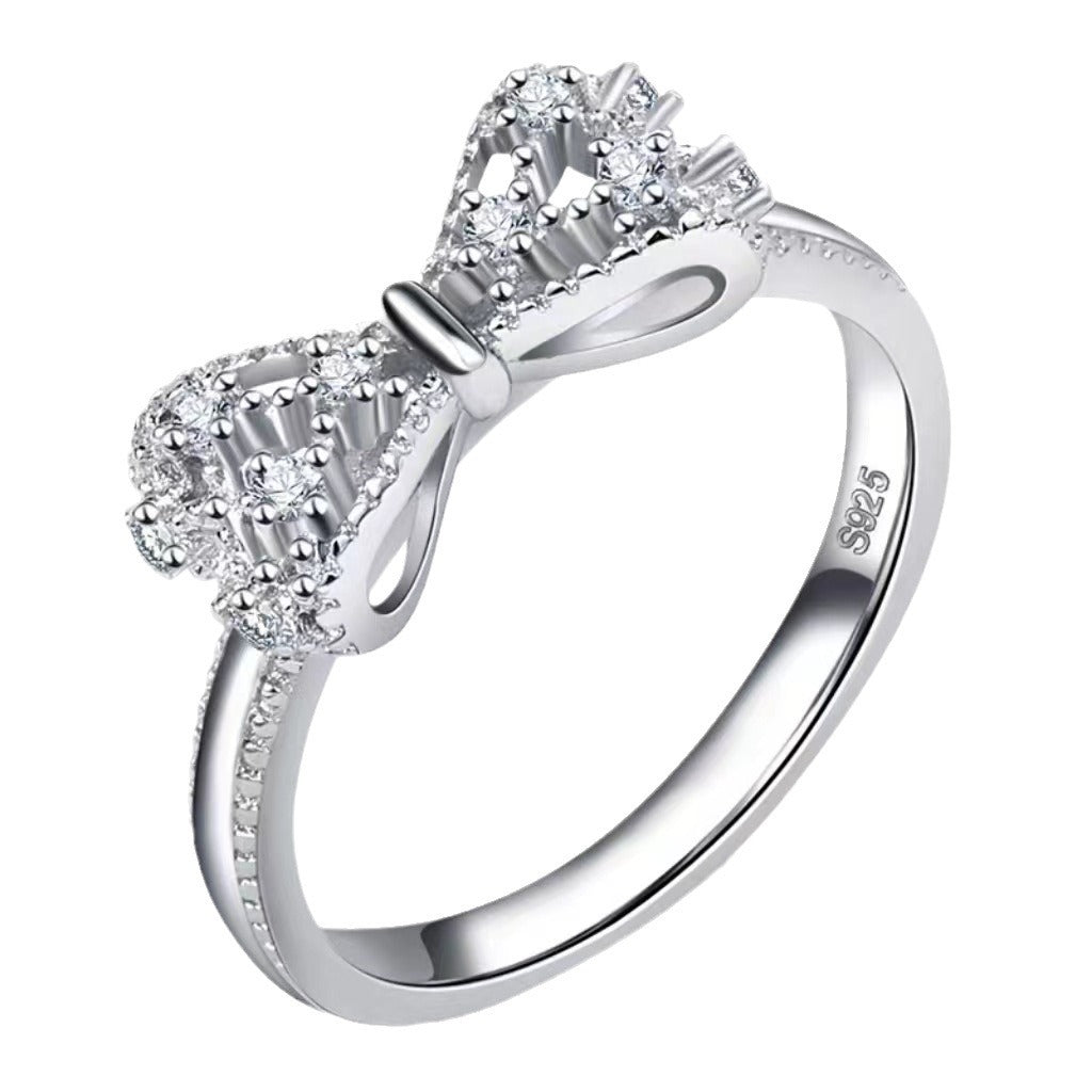 Light Luxury Exquisite White Gold Plated Butterfly Micro Inlaid Zircon Ring
