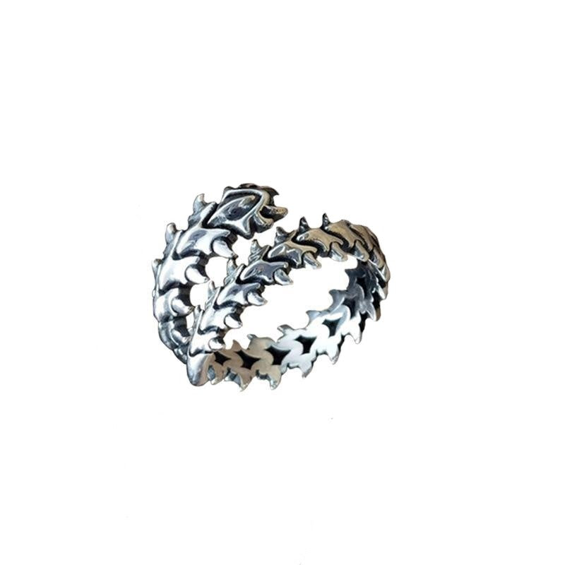 Alloy Retro Geometric Backbone Opening Adjustable Ring