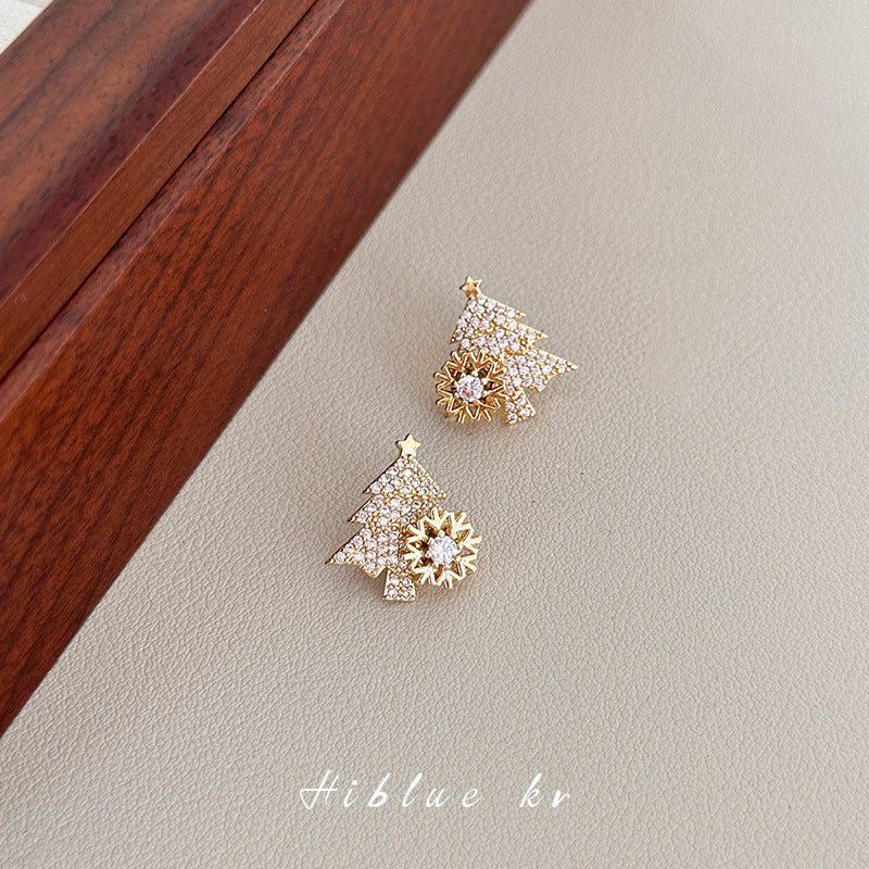 Winter Zircon Christmas Tree Niche Design Rings