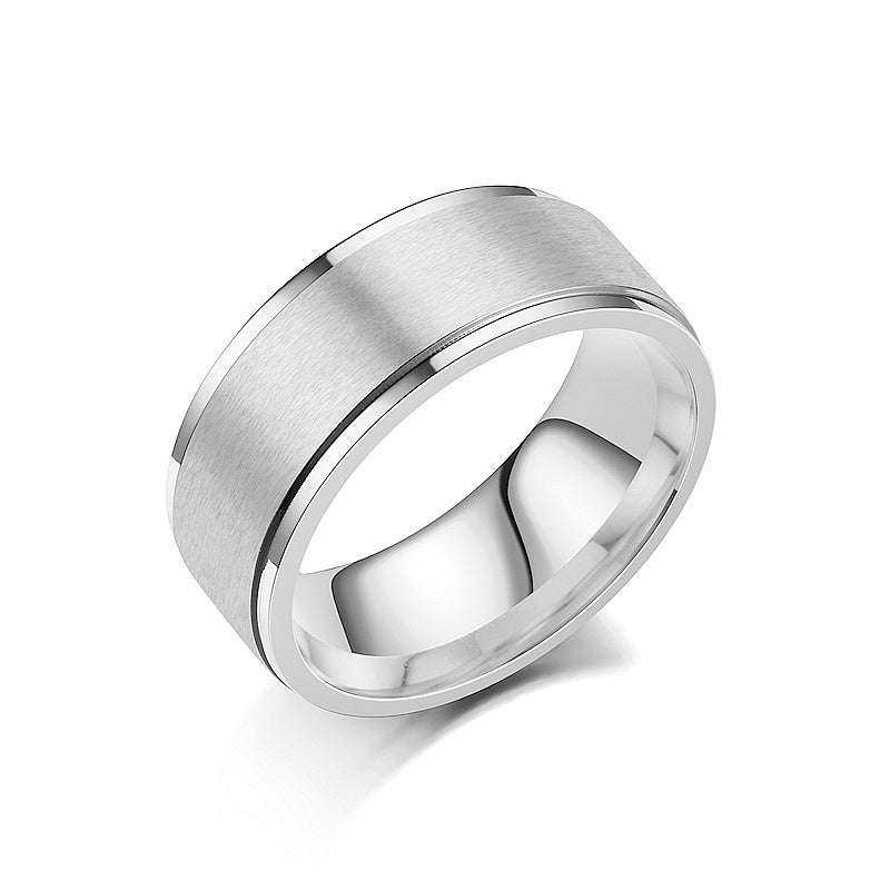 Men's Titanium Steel Frosted Simple Ornament Rings