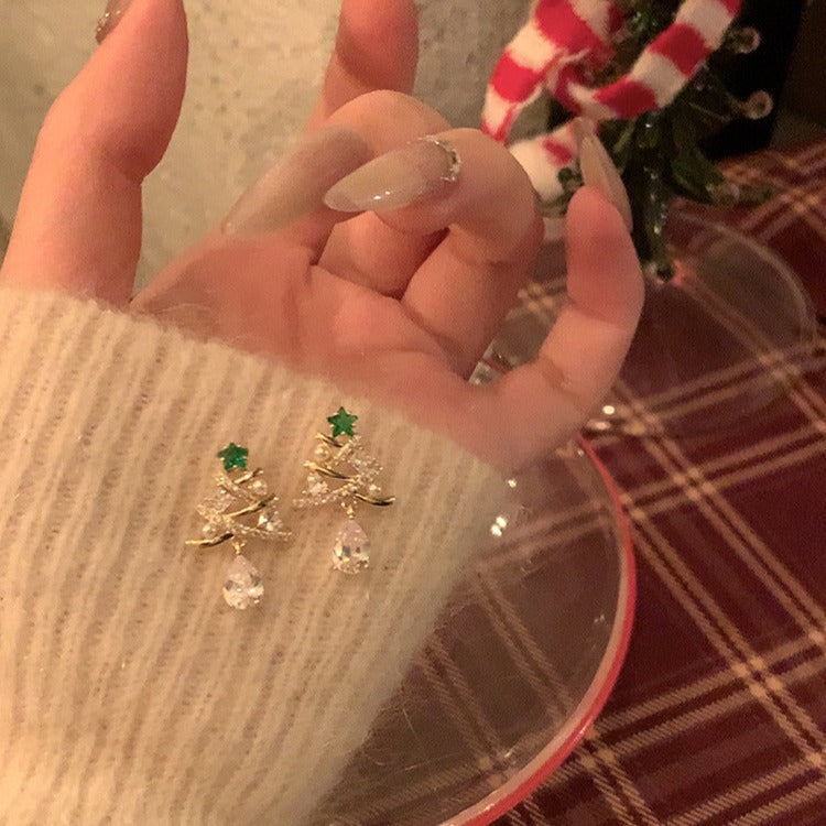 Winter Zircon Christmas Tree Niche Design Rings