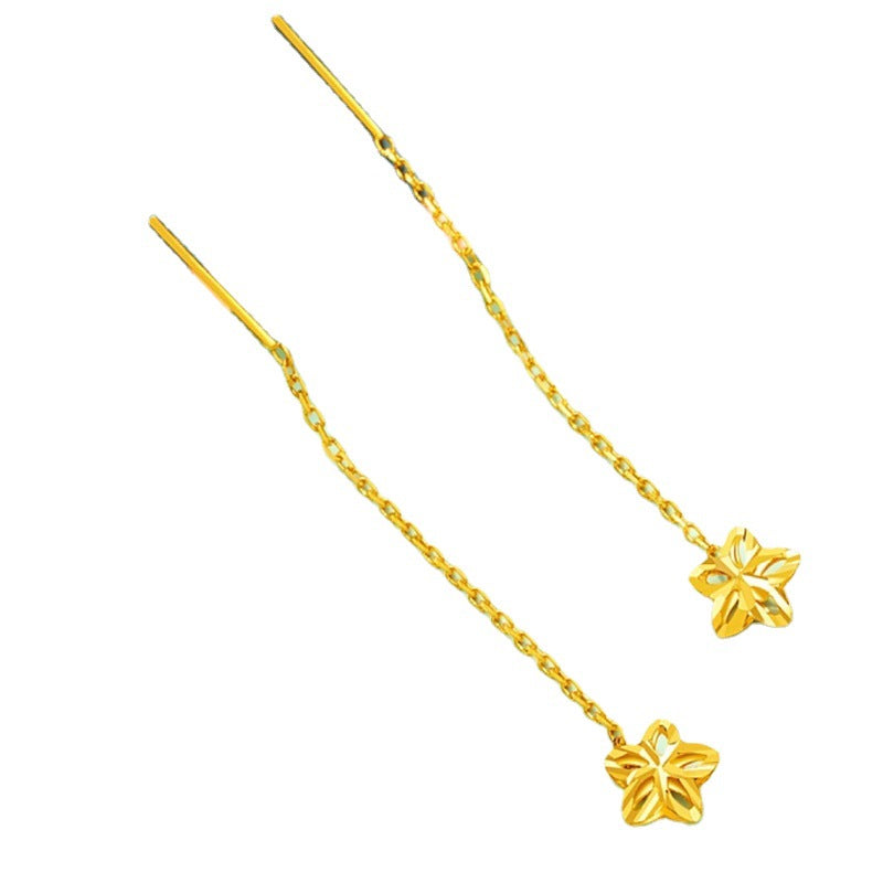 Women's Flowers Vietnam Placer Gold Simple Long Little Flower Fashion Ear Line