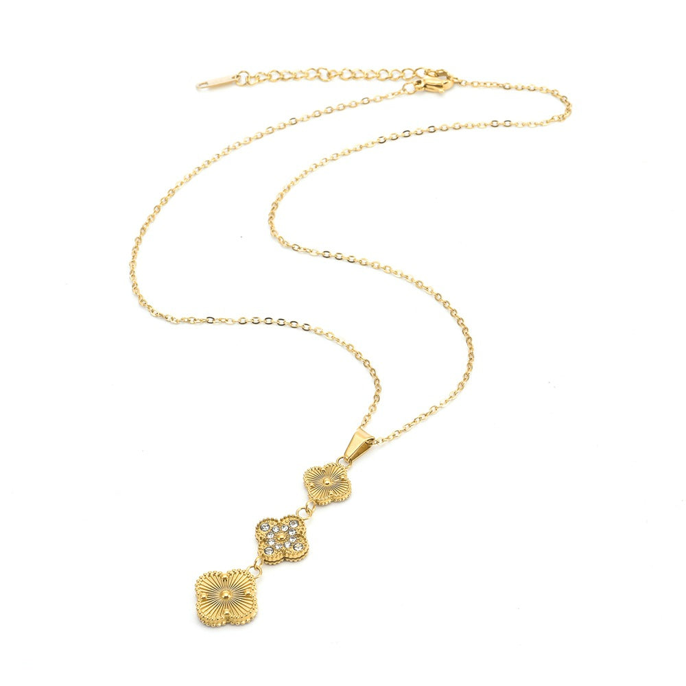 Clover Double-sided Female Temperament Titanium Steel Necklaces