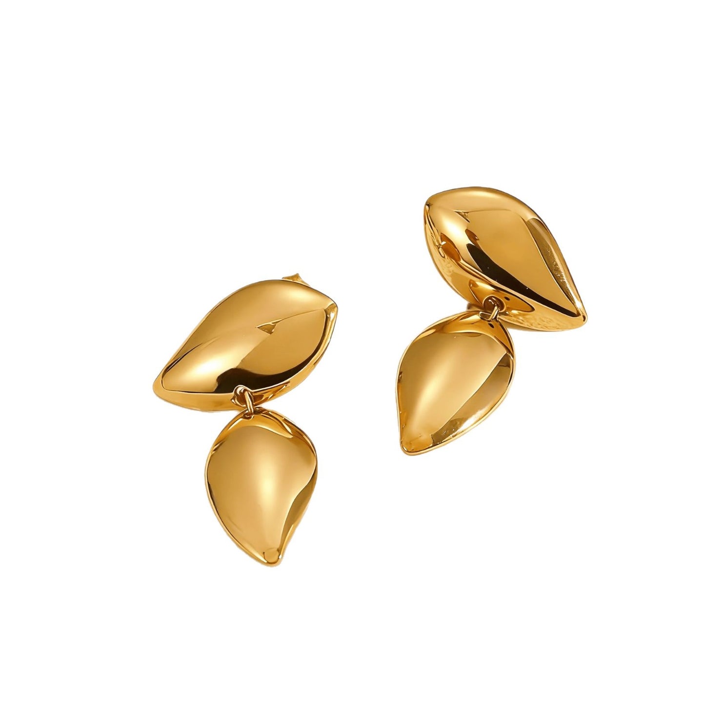 Personality Stainless Steel Asymmetric Retro Exaggerated Irregular Double Leaf Special Rings