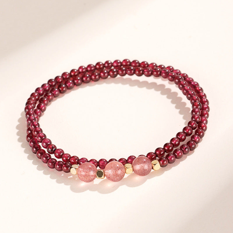 Wine Red Real Garnet Female Strawberry Bracelets