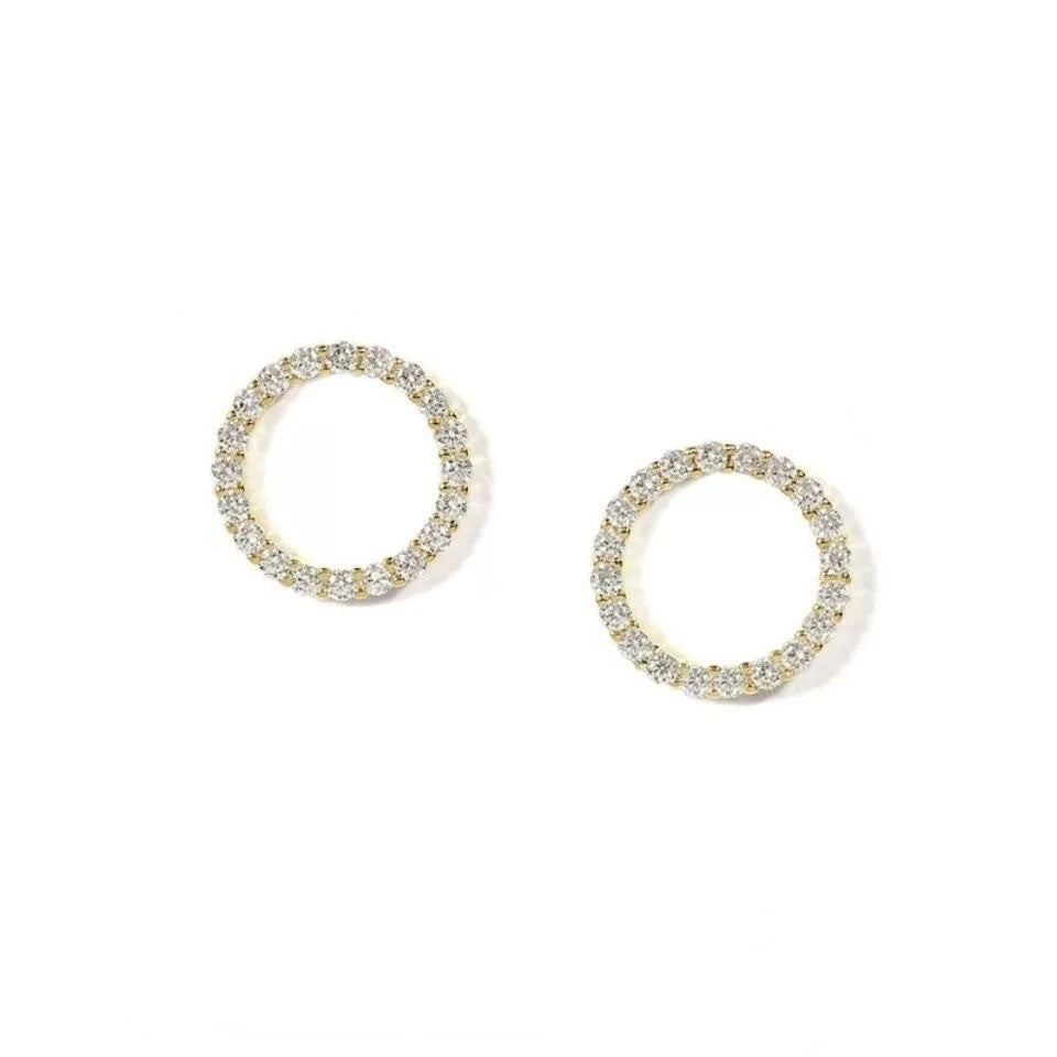 Women's Compact Circle Zircon Light Luxury High Sense Frosty Style Dignified Earrings