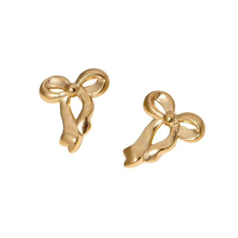 Women's Simple Fashion Bowknot Style Gold-plated Sweet Earrings