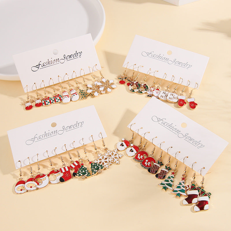 Pairs Suit Red Green Color Matching Earrings