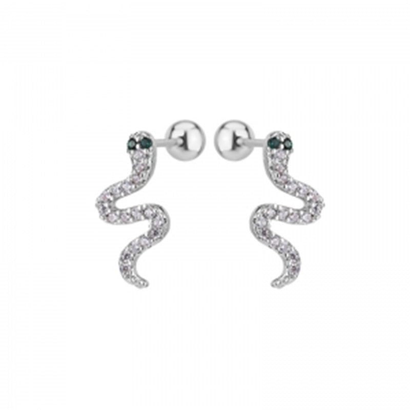 Personality Rhinestone Simulated Snakes Screw Female Street Rings
