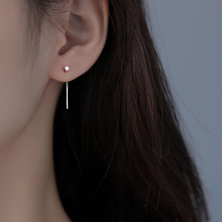 Women's Simple Cold Style Small Square Sleep Without Picking Rings