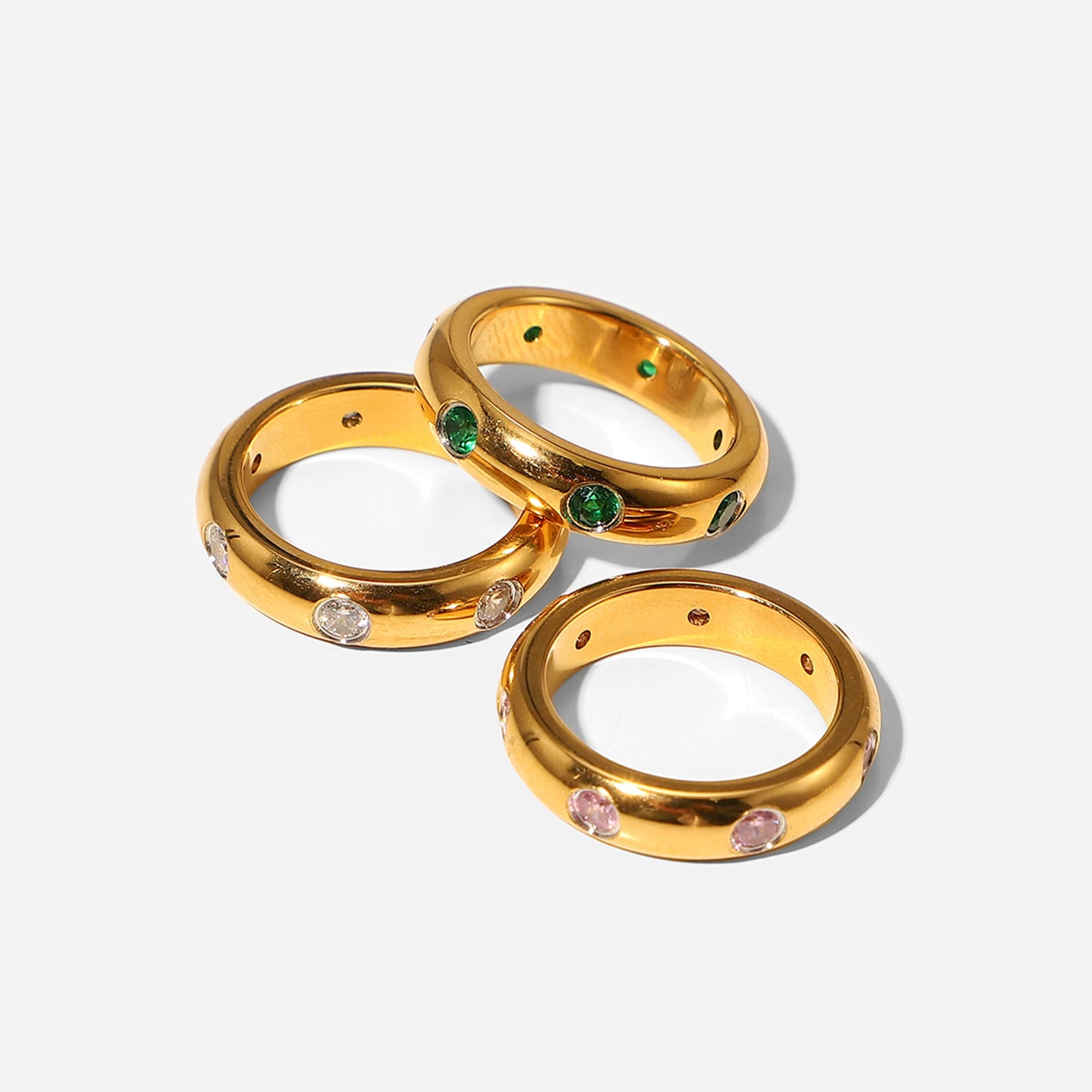 Gold Stainless Steel Vintage Zircon Index Finger Ring