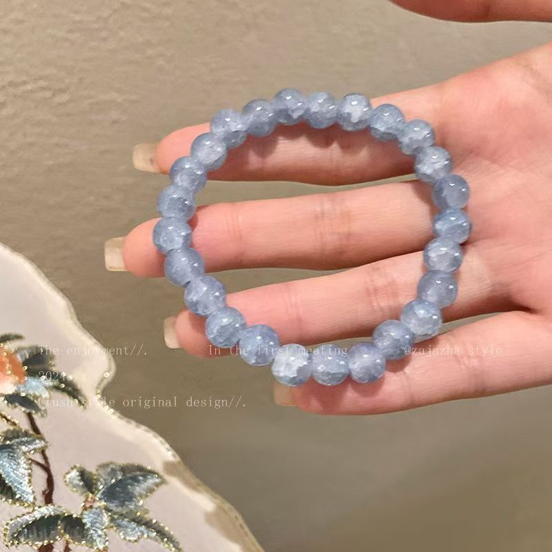 Luxury Aquamarine Camellia Design Good-looking Simple Bracelet