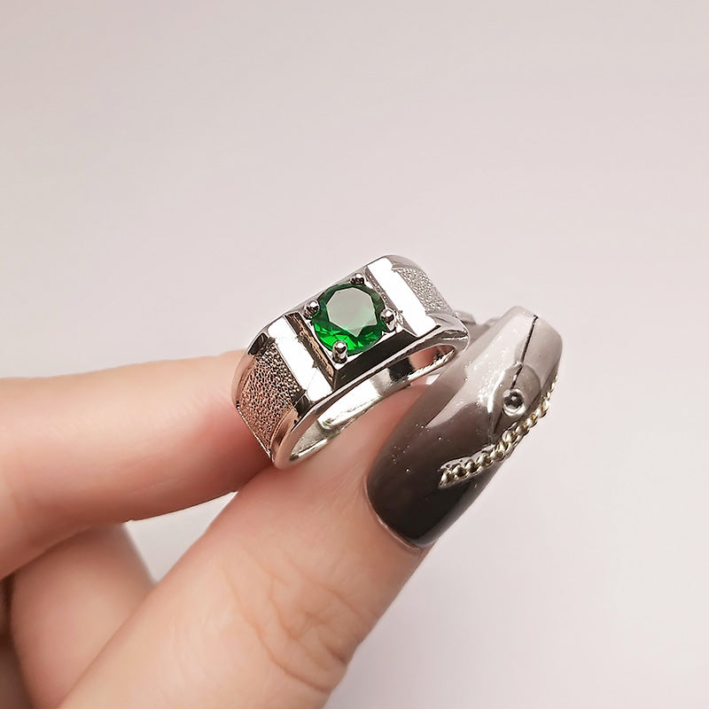 Men's White Gold Plated Imitation Moissanite Opening Rings