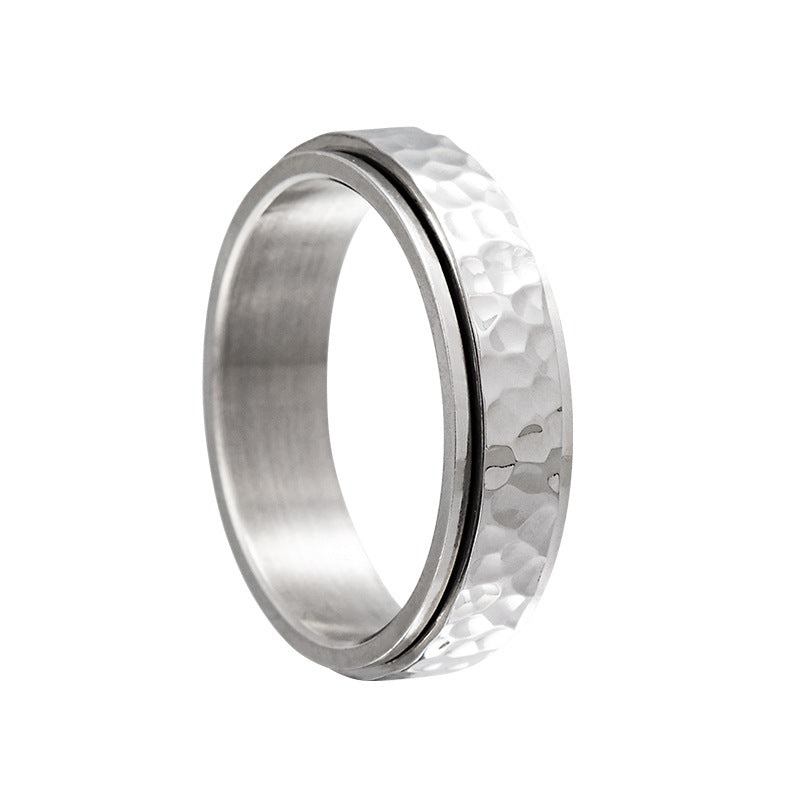 Hand Beating Moon Pit Pattern Irregular Rings