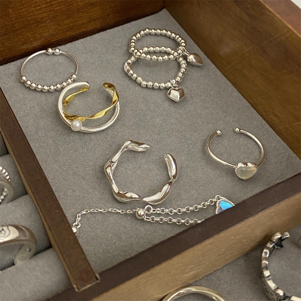 Female Stall Twin Sier Plated Niche Rings