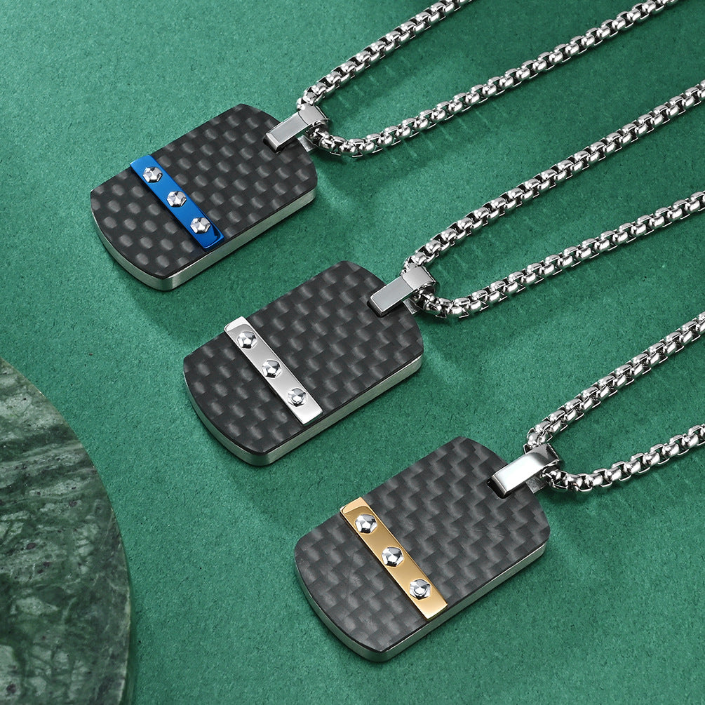 Men's Nail Head Pattern Carbon Fiber Fashion Dog Pendants