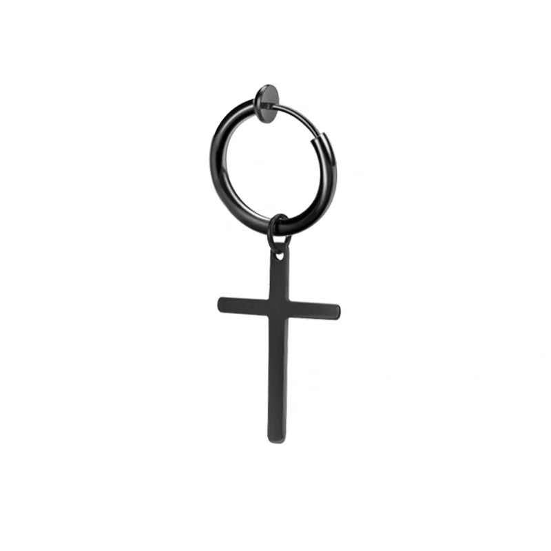 Women's & Men's Stainless Steel Clip Trendy Cross Quantity Earrings