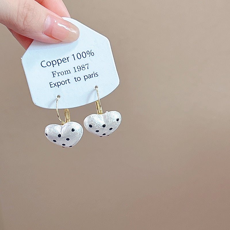 Women's Round Beads Bow Love Heart Simple Sweet Earrings