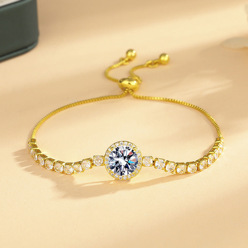 Women's Moissanite Round Bag Gold Adjustable Zircon Bracelets