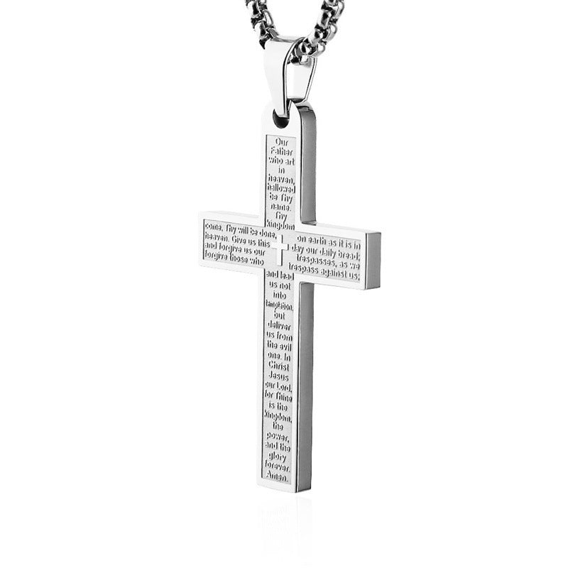 Ornament Stainless Steel Cross Shelf Scripture Necklaces